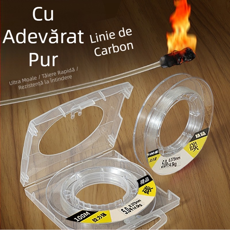 Linie principală de pescuit din fibră de carbon, foarte rezistentă și fină, diametru 0.8, pentru pescuit marin și pe stânci