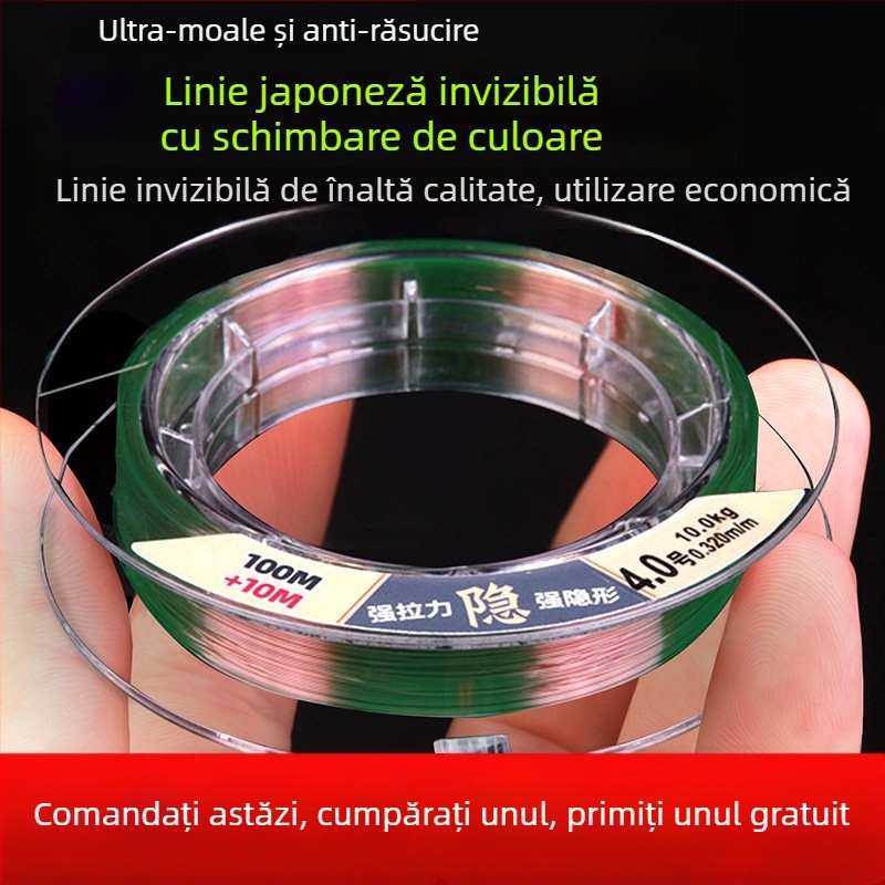 Linie principală din nylon, rezistență înaltă, 100 m, linie colorată invizibilă pentru pescuit cu năluci și pescuit în mare