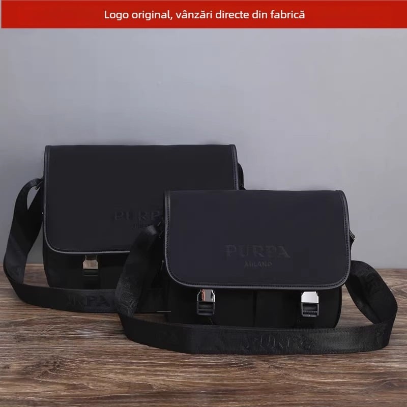 Pulapai Geantă de umăr pentru bărbați, din nailon și canvas, rezistentă la apă, geantă messenger casual pentru afaceri