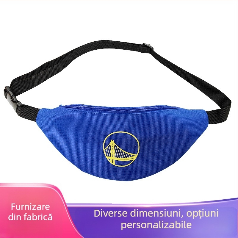 Geantă de talie din pânză cu fermoar, albastră, imprimeu cu litere, geantă crossbody pentru telefon, Oxford 600D