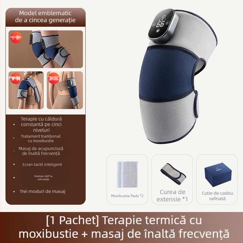 Masaj încălzit pentru genunchi cu vibrații și compresie caldă – masaj portabil pentru genunchi, umăr și cot