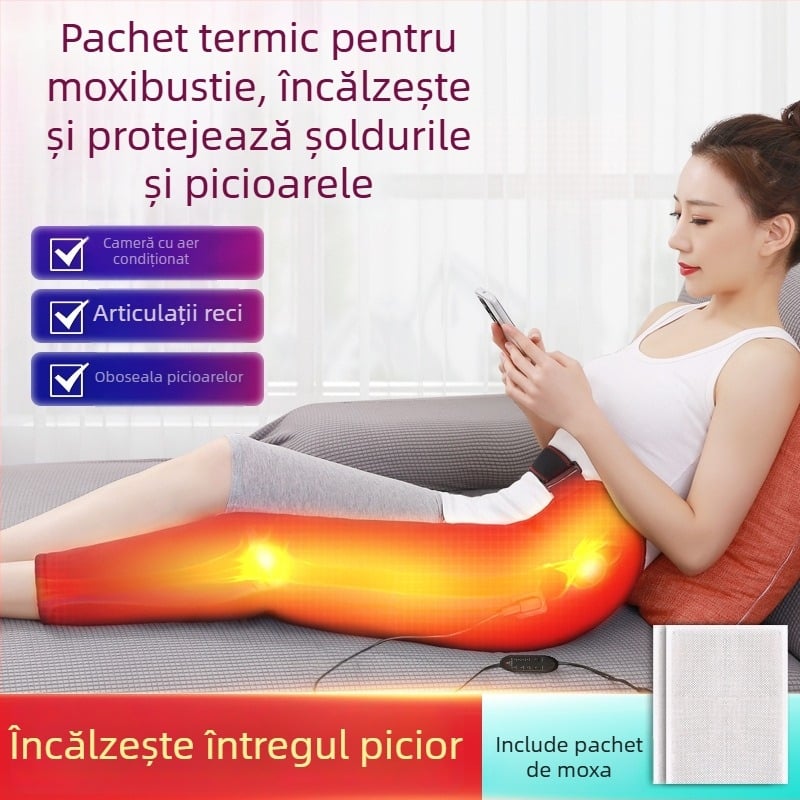 Bandă de genunchi încălzită cu încălzire prin fibre de carbon, masaj complet al piciorului și fizioterapie