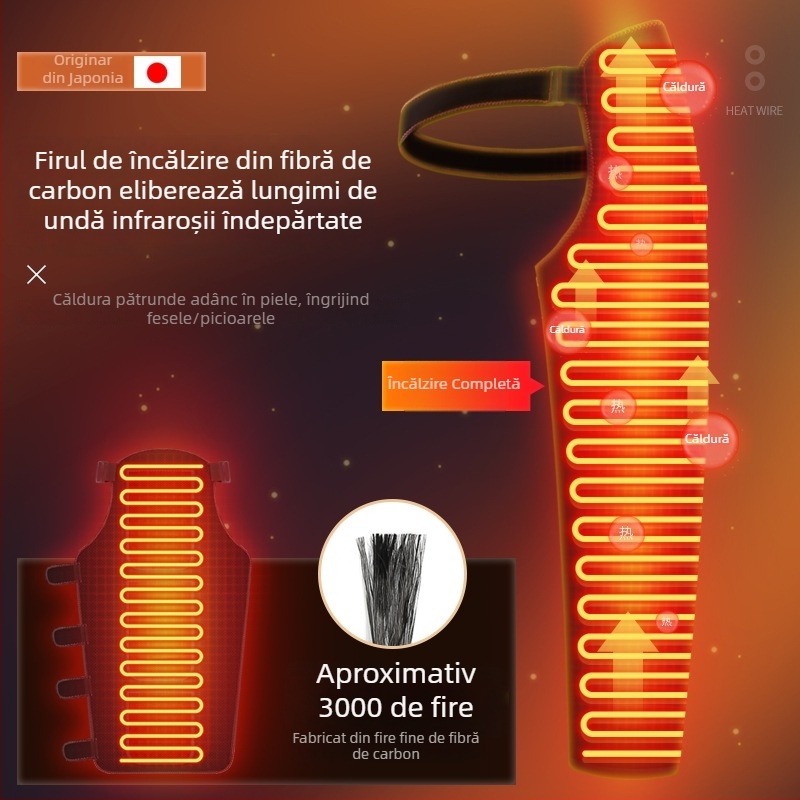 Bandă de genunchi încălzită cu încălzire prin fibre de carbon, masaj complet al piciorului și fizioterapie