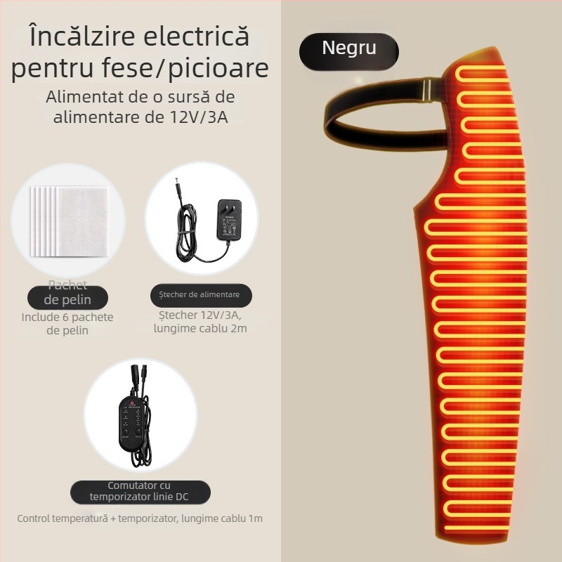 Bandă de genunchi încălzită cu încălzire prin fibre de carbon, masaj complet al piciorului și fizioterapie