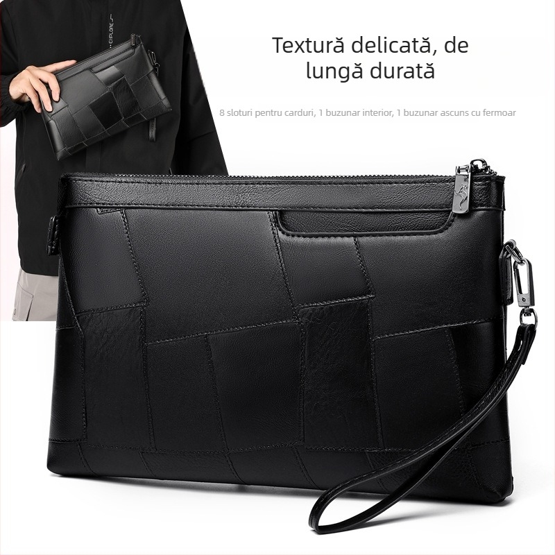 Geantă clutch pentru bărbați, de 8 inchi, portofel pentru monede, stil plic, textură simplă, utilizare în aer liber, versatilă
