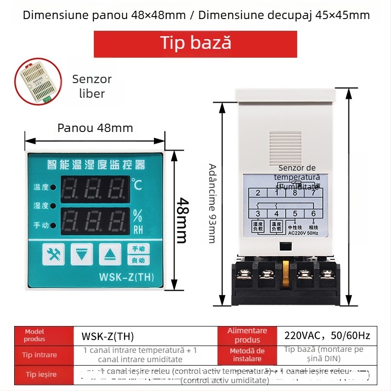 Tqidec Taiquan Controler electric pentru temperatura și umiditate WSK-Z(TH) TDK0302 Reglare integrată a încălzirii și desumidificării