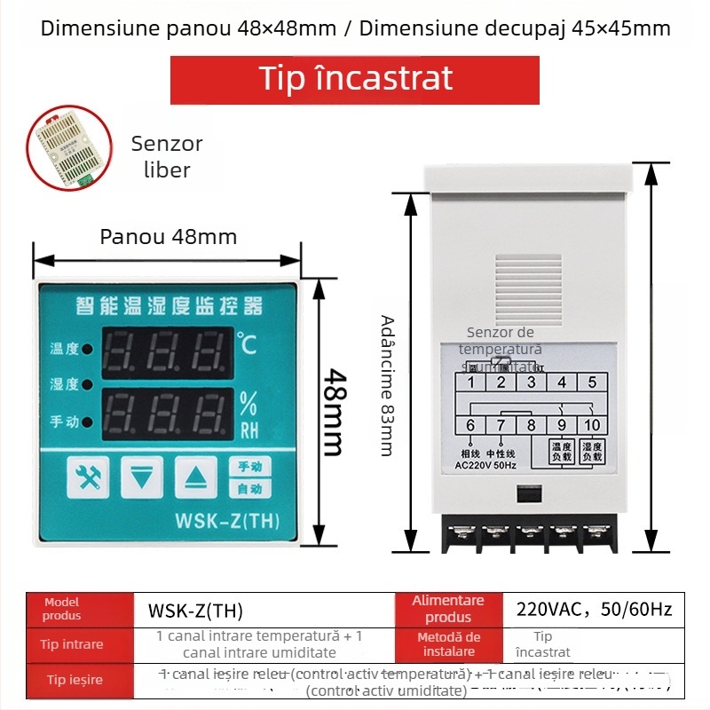 Tqidec Taiquan Controler electric pentru temperatura și umiditate WSK-Z(TH) TDK0302 Reglare integrată a încălzirii și desumidificării