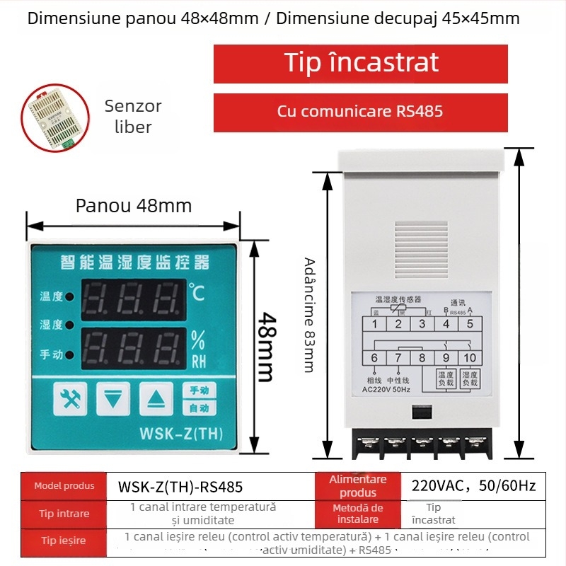 Tqidec Taiquan Controler electric pentru temperatura și umiditate WSK-Z(TH) TDK0302 Reglare integrată a încălzirii și desumidificării
