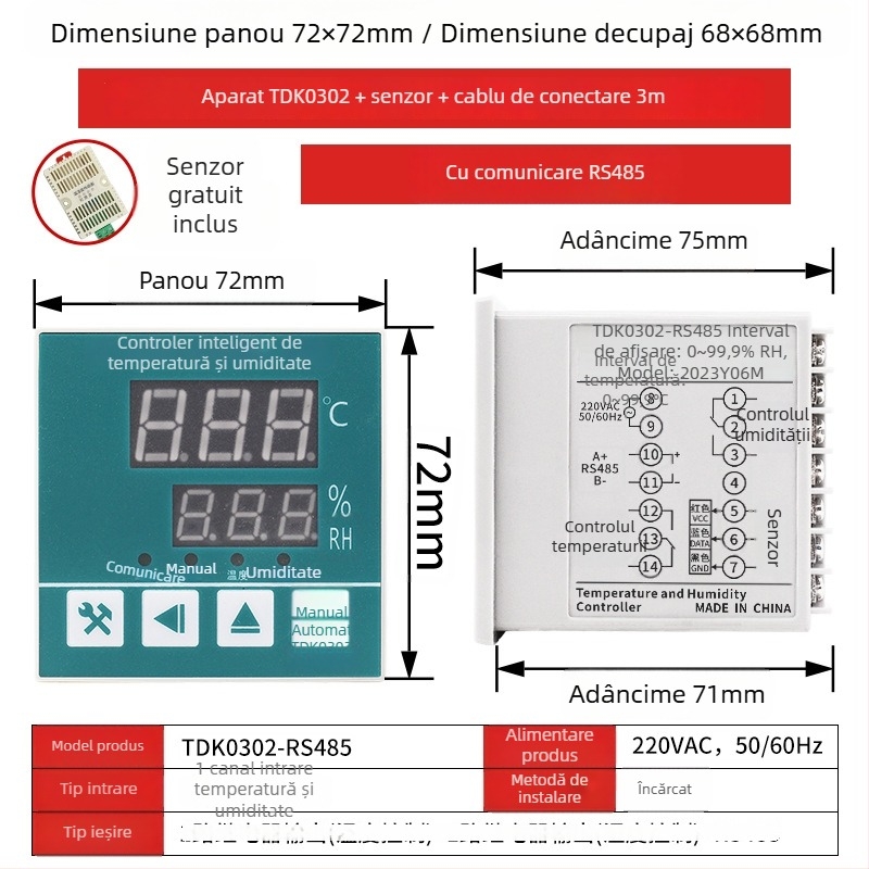 Tqidec Taiquan Controler electric pentru temperatura și umiditate WSK-Z(TH) TDK0302 Reglare integrată a încălzirii și desumidificării