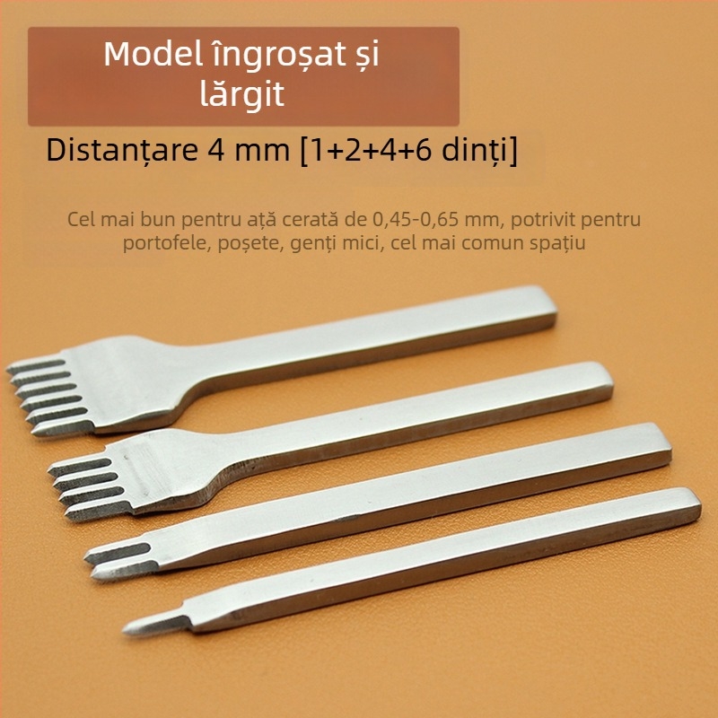 ZY Tăietor cu diamant din oțel alb pentru piele – unealtă manuală pentru perforarea portofelului, 4 mm