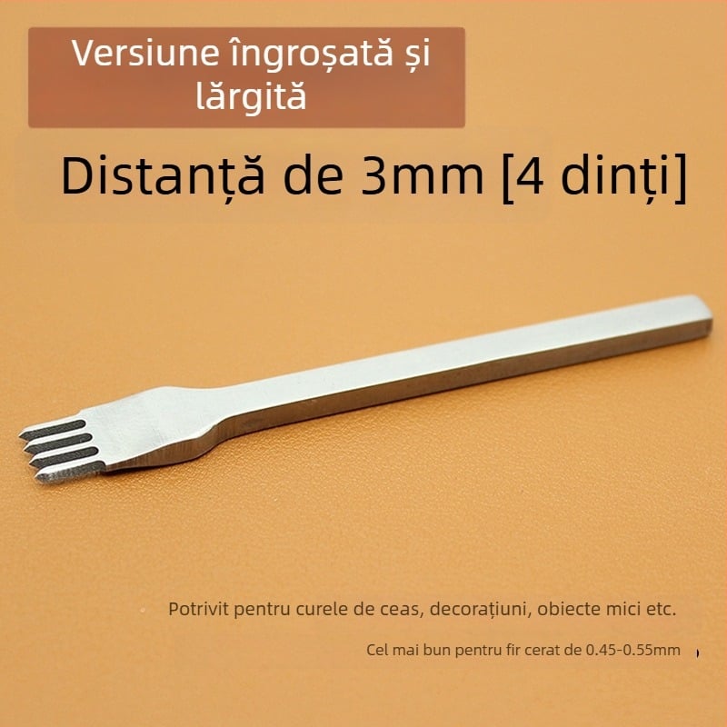 ZY Tăietor cu diamant din oțel alb pentru piele – unealtă manuală pentru perforarea portofelului, 4 mm