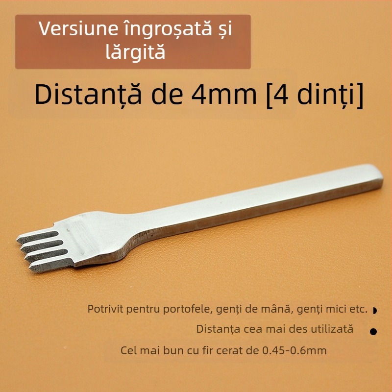 ZY Tăietor cu diamant din oțel alb pentru piele – unealtă manuală pentru perforarea portofelului, 4 mm
