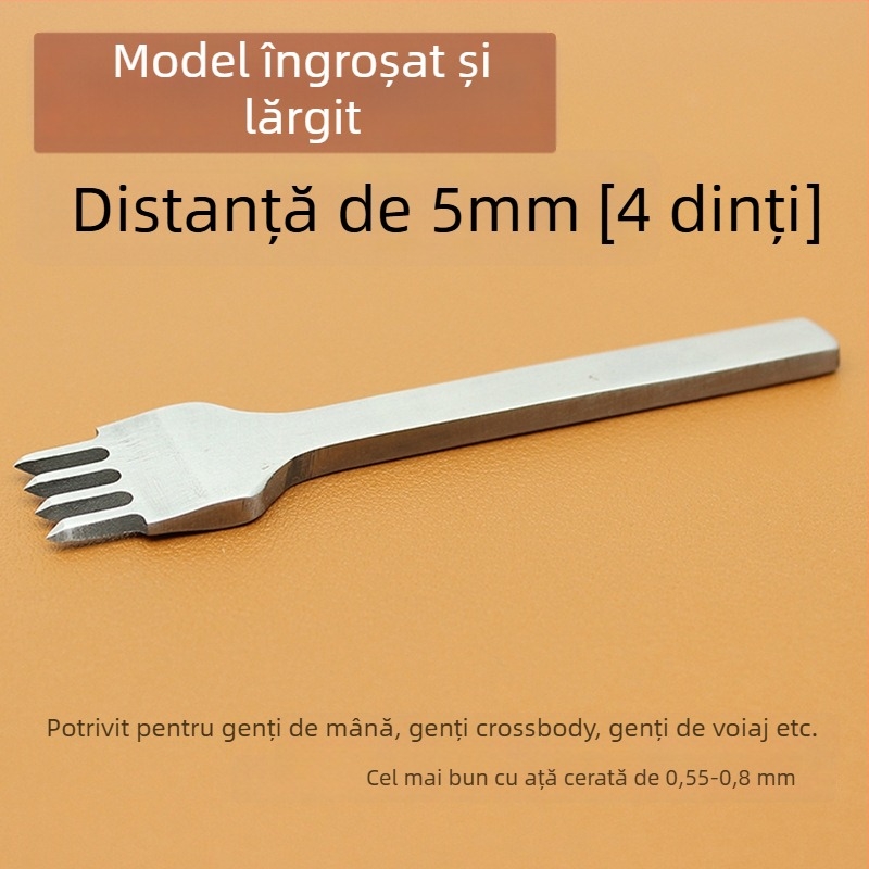 ZY Tăietor cu diamant din oțel alb pentru piele – unealtă manuală pentru perforarea portofelului, 4 mm