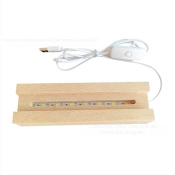 Bază luminoasă din lemn masiv, lampă de noapte 3D, suport din acrilic pentru lampă, alimentare USB, bază din cristal pentru trofeu a lămpii