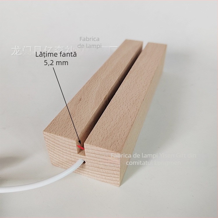 Bază luminoasă din lemn masiv, lampă de noapte 3D, suport din acrilic pentru lampă, alimentare USB, bază din cristal pentru trofeu a lămpii