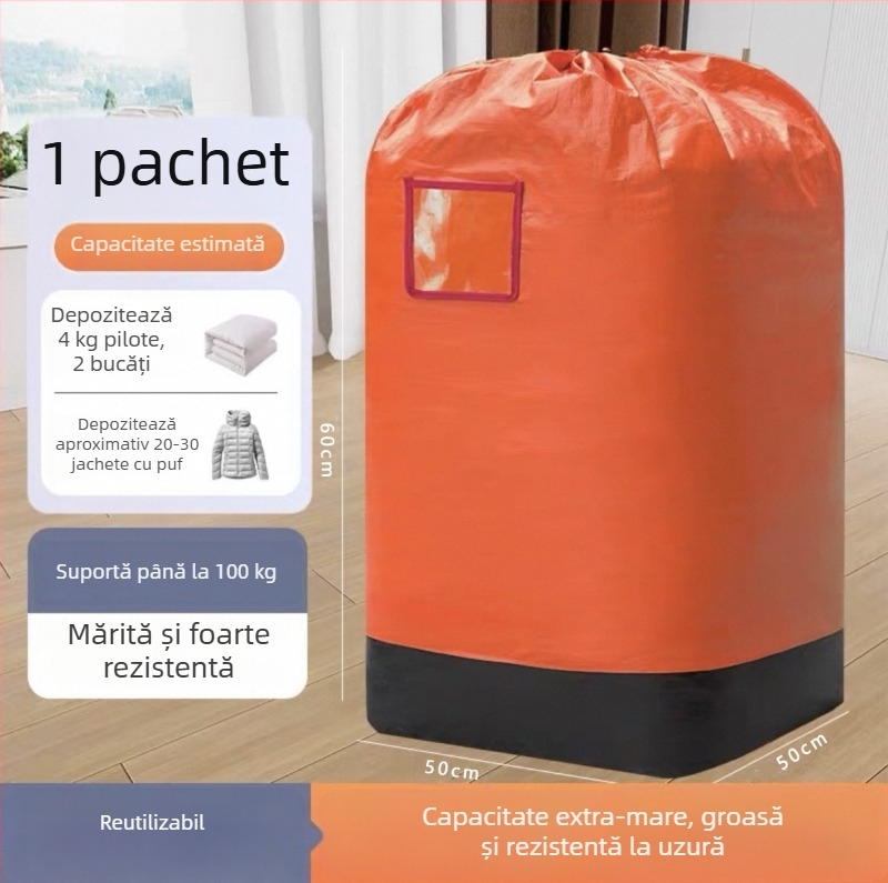 Geantă din plastic țesut cu PE, capacitate mare, buzunare transparente, impermeabilă, închidere auto-etanșantă, pentru mutare și expediere