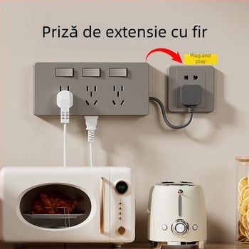 Prelungitor tip 86, montaj pe suprafață, cu indicator, prize multiple, fără cablare, prize controlate individual