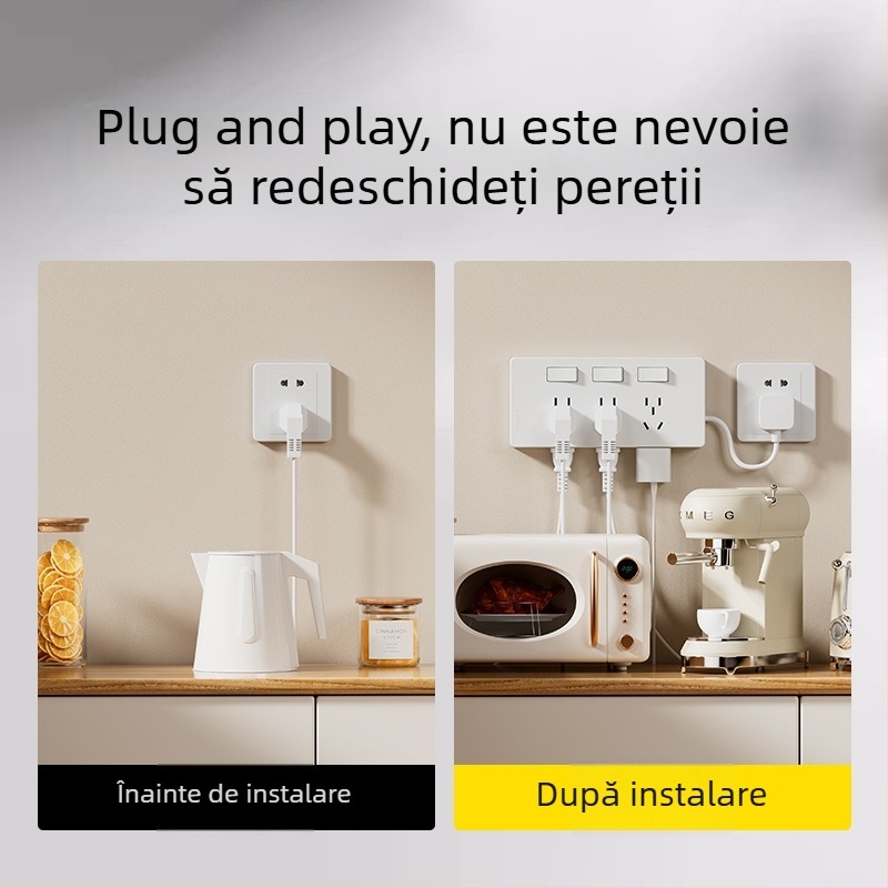 Prelungitor tip 86, montaj pe suprafață, cu indicator, prize multiple, fără cablare, prize controlate individual