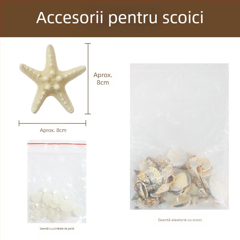 Lampă de noapte pentru brad cu scoici și stea de mare — kit DIY, ornament decorativ, cadou pentru prietenă