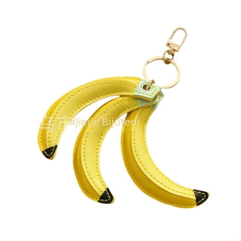 Breloc din piele PU în formă de fructe (banană și piersică), design drăguț, lucrat manual