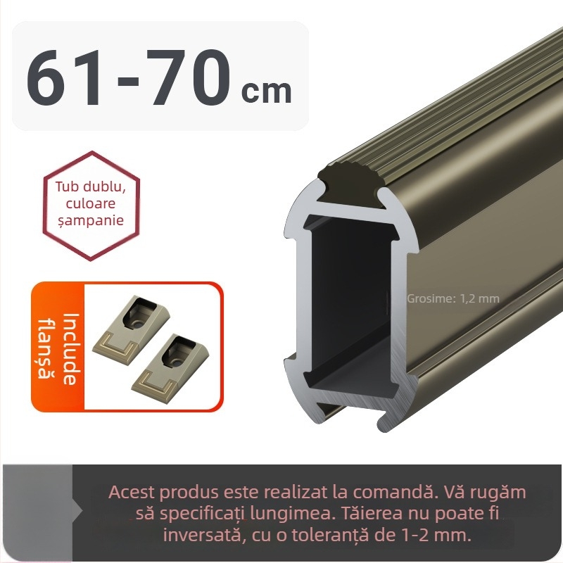 Bară de haine pentru dulap, montaj superior antiderapant, din aliaj de aluminiu, bară de haine întărită, accesoriu de fixare intern