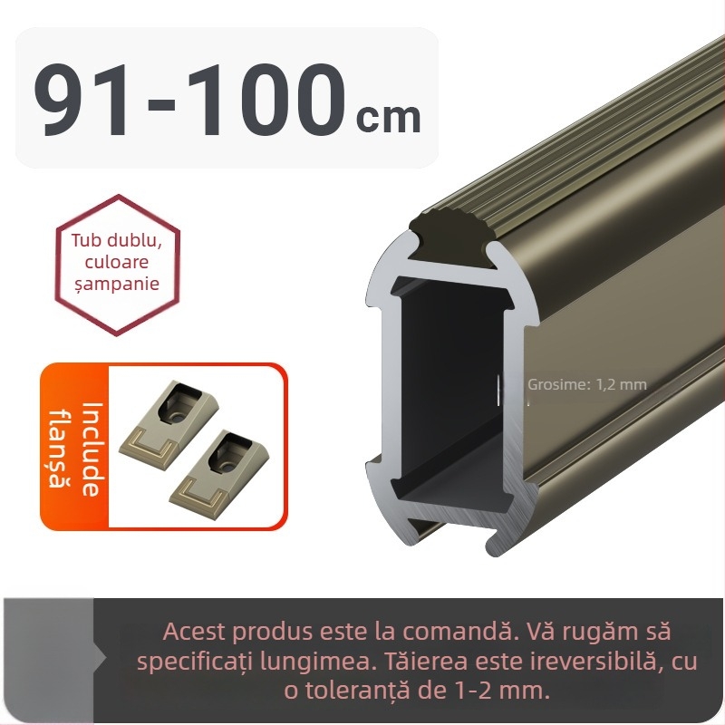 Bară de haine pentru dulap, montaj superior antiderapant, din aliaj de aluminiu, bară de haine întărită, accesoriu de fixare intern