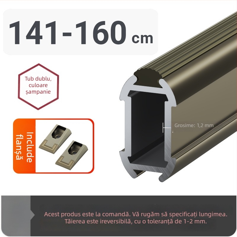 Bară de haine pentru dulap, montaj superior antiderapant, din aliaj de aluminiu, bară de haine întărită, accesoriu de fixare intern