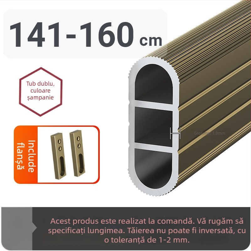 Bară de haine pentru dulap, montaj superior antiderapant, din aliaj de aluminiu, bară de haine întărită, accesoriu de fixare intern