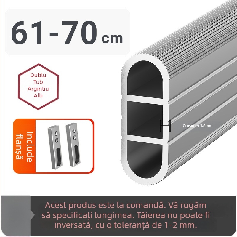 Bară de haine pentru dulap, montaj superior antiderapant, din aliaj de aluminiu, bară de haine întărită, accesoriu de fixare intern