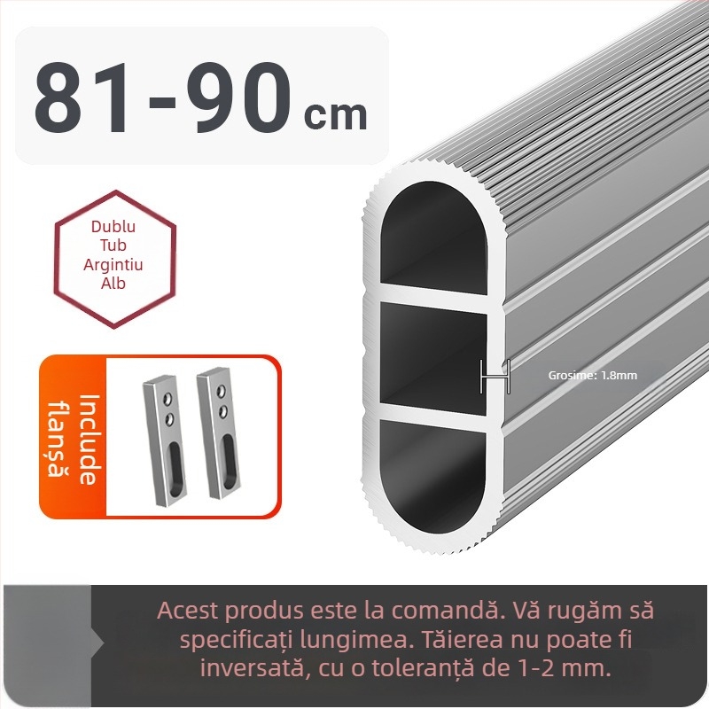 Bară de haine pentru dulap, montaj superior antiderapant, din aliaj de aluminiu, bară de haine întărită, accesoriu de fixare intern