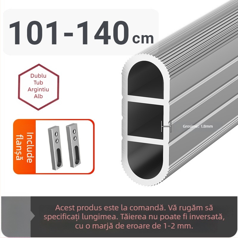 Bară de haine pentru dulap, montaj superior antiderapant, din aliaj de aluminiu, bară de haine întărită, accesoriu de fixare intern
