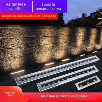 LED exterior impermeabil, iluminare subterană din oțel inoxidabil, formă rotundă și dreptunghiulară, iluminare de tip bandă pentru parcuri și curți