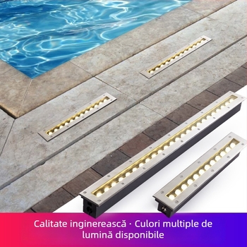LED exterior impermeabil, iluminare subterană din oțel inoxidabil, formă rotundă și dreptunghiulară, iluminare de tip bandă pentru parcuri și curți