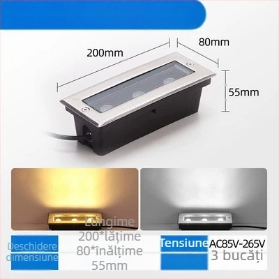 LED exterior impermeabil, iluminare subterană din oțel inoxidabil, formă rotundă și dreptunghiulară, iluminare de tip bandă pentru parcuri și curți