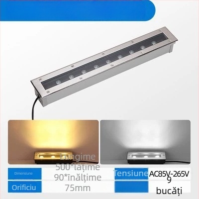 LED exterior impermeabil, iluminare subterană din oțel inoxidabil, formă rotundă și dreptunghiulară, iluminare de tip bandă pentru parcuri și curți