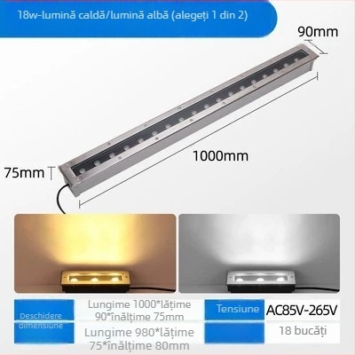 LED exterior impermeabil, iluminare subterană din oțel inoxidabil, formă rotundă și dreptunghiulară, iluminare de tip bandă pentru parcuri și curți
