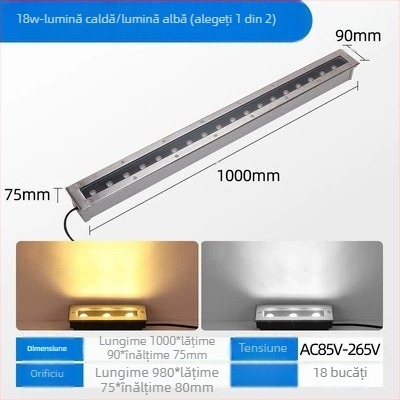 LED exterior impermeabil, iluminare subterană din oțel inoxidabil, formă rotundă și dreptunghiulară, iluminare de tip bandă pentru parcuri și curți