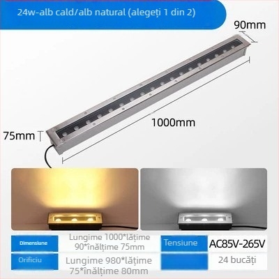 LED exterior impermeabil, iluminare subterană din oțel inoxidabil, formă rotundă și dreptunghiulară, iluminare de tip bandă pentru parcuri și curți