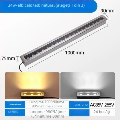 LED exterior impermeabil, iluminare subterană din oțel inoxidabil, formă rotundă și dreptunghiulară, iluminare de tip bandă pentru parcuri și curți