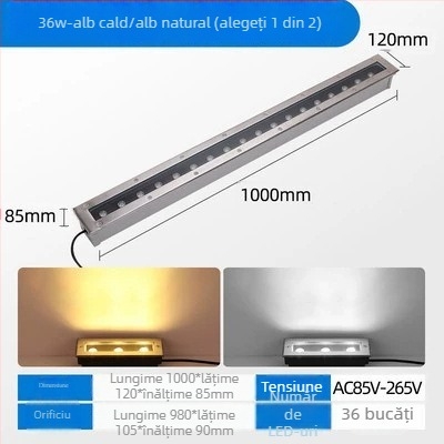 LED exterior impermeabil, iluminare subterană din oțel inoxidabil, formă rotundă și dreptunghiulară, iluminare de tip bandă pentru parcuri și curți