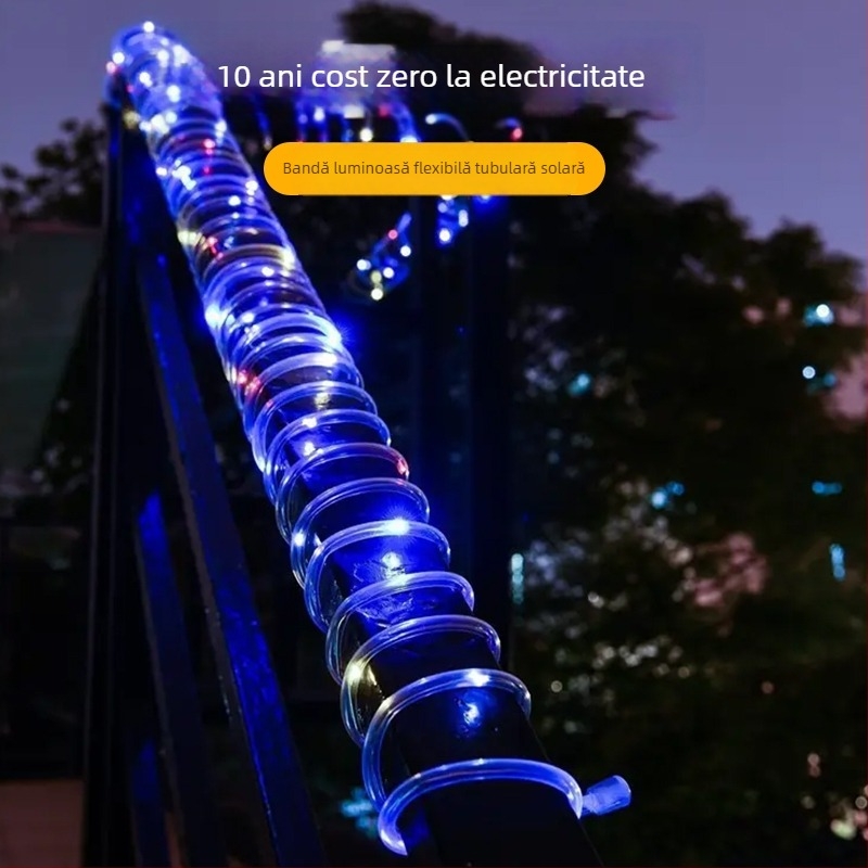 Șir de lumini LED solare mini colorate, clipitoare, pentru exterior, decor grădină, rezistente la apă