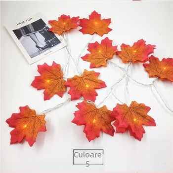 Șir LED cu frunze de arțar, design realist, decor pentru curte de Crăciun și Halloween