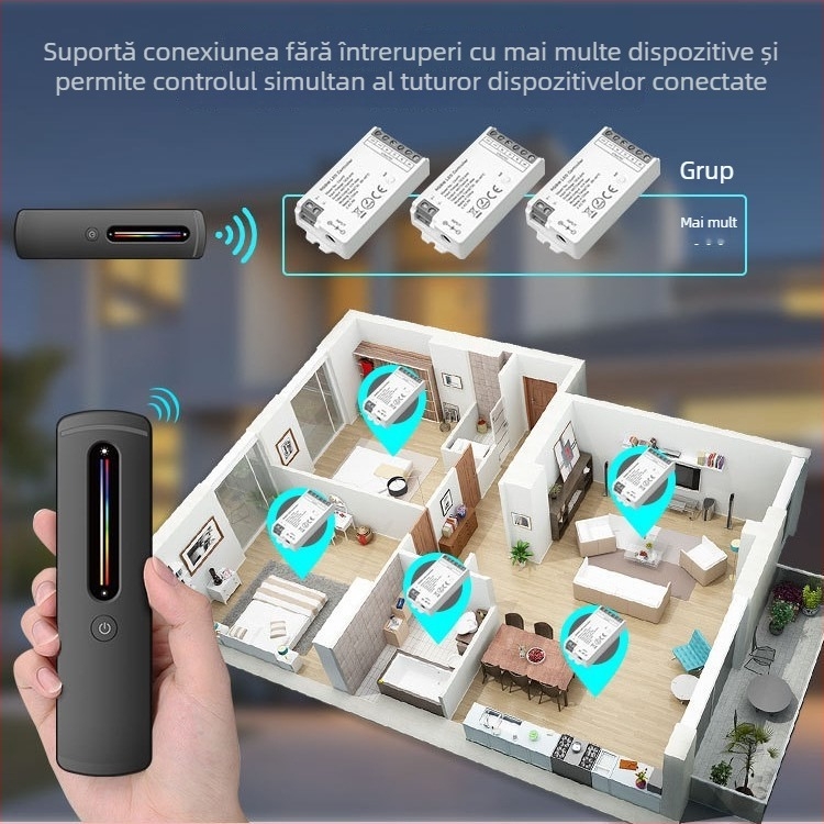 C04RF controler de reglaj pentru bandă LED RGBW, tensiune joasă, cu telecomandă tactil ultra-subțire, 2,4 GHz RF
