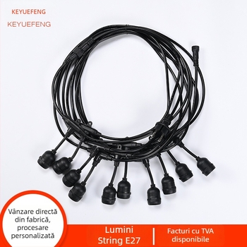 Ghirlandă LED solară cu soclu E27 pentru exterior, impermeabilă IP65, decor camping, atmosferă, lampă marquee