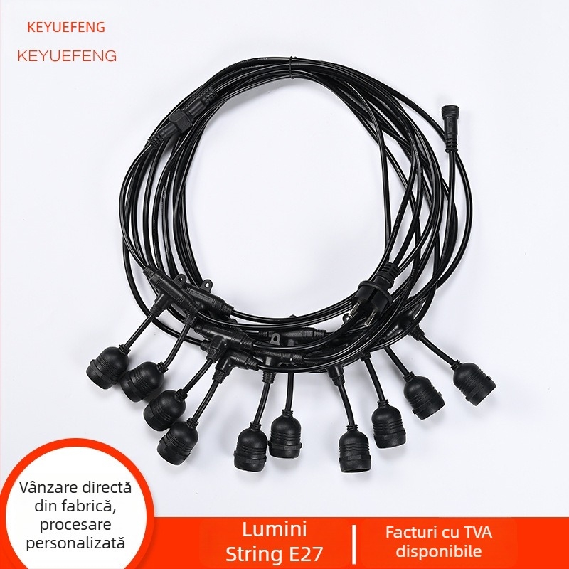 Ghirlandă LED solară cu soclu E27 pentru exterior, impermeabilă IP65, decor camping, atmosferă, lampă marquee