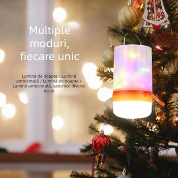 Lumină de noapte de Crăciun cu șir decorativ de lumini, lampă de camping reîncărcabilă, lanternă ambientală portabilă