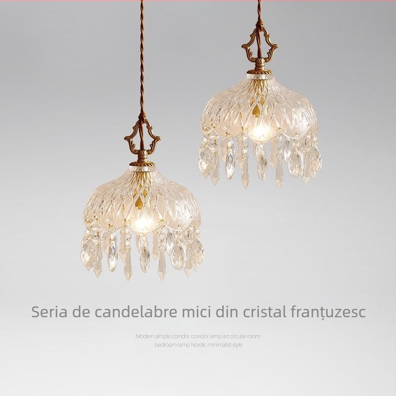 Lustră franțuzească vintage din cristal, pentru holuri, intrări, lângă pat, balcon și garderobă
