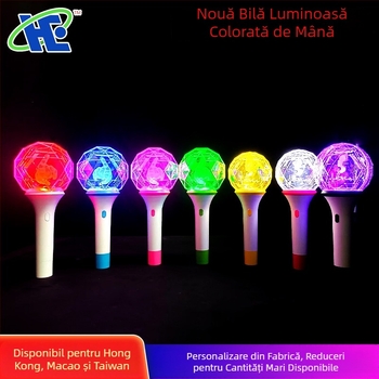 Minge de mână iluminată cu telecomandă Bluetooth, carcasă transparentă, recuzită pentru susținerea la concert, 15 culori LED