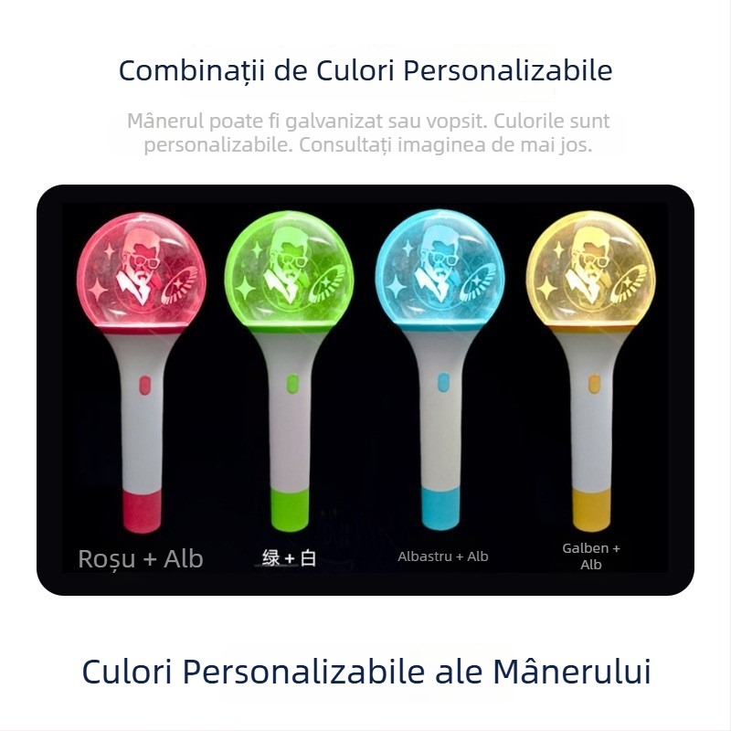 Minge de mână iluminată cu telecomandă Bluetooth, carcasă transparentă, recuzită pentru susținerea la concert, 15 culori LED