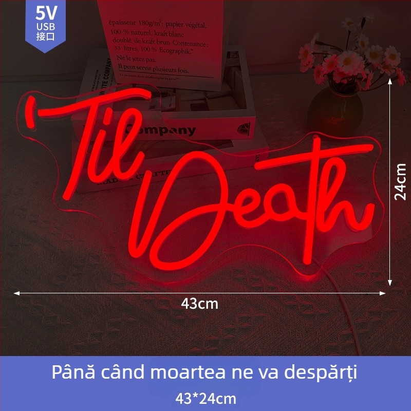 Luminiță neon din acrilic personalizată cu litere pentru nuntă și logodnă, iluminat LED interior decorativ